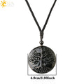 CSJA Obsidian Necklace Natural Stone Wolf Buddha Sculpture Tree of Life Animal Owl Men Necklaces Pendant Meditation Jewelry G644 - Charlie Dolly