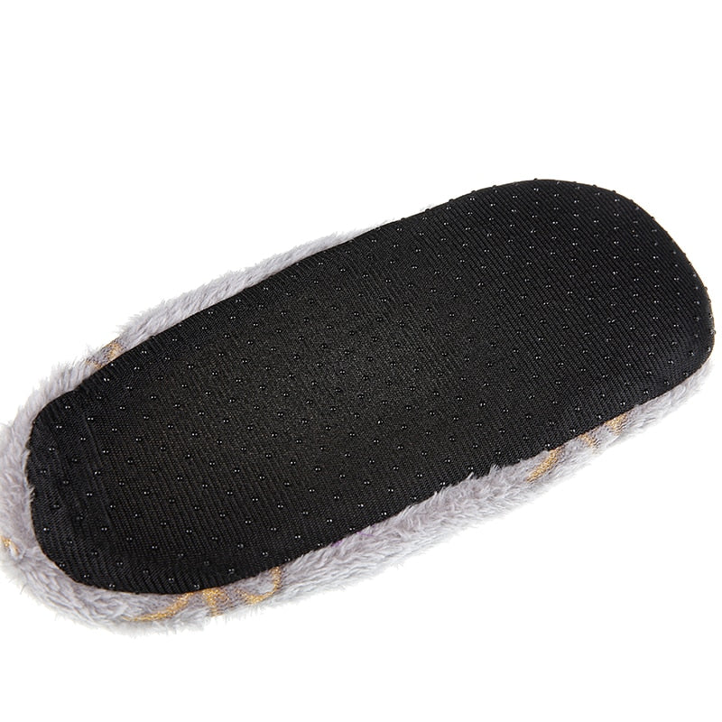 Glglgege Winter Slippers Women Shallow Home Embroidered Warm Plush House Shoes Print Knitted Fluffy Slippers Claquette Fourrure