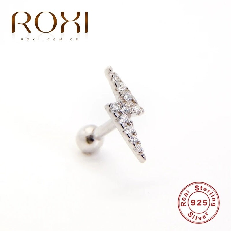 ROXI Small Crown Moon Star Lightning Constellation Stud Earrings for Women 925 Sterling Silver Piercing Earring Kolczyki Damskie