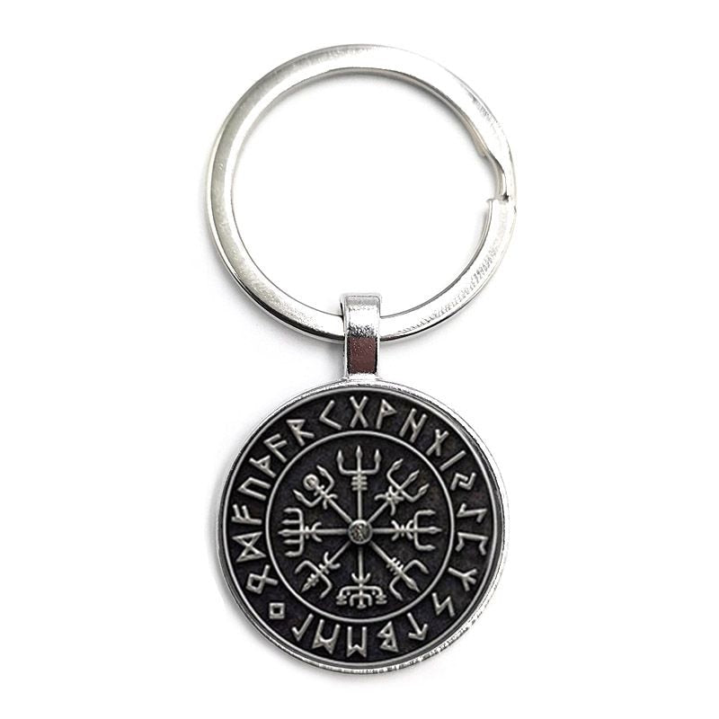 3 Color Keychain Glass Cabochon Viking Art Car Key Ring Gift Jewelry