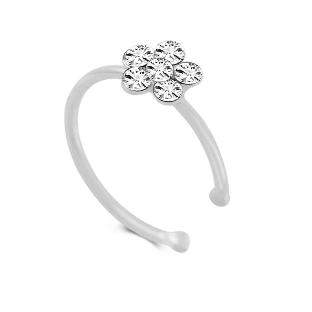 1PCS Fashion Fake Nose Ring Crystal C Clip Septum Lip Non Piercing Swirls Nose Rings Hoop For Women Men Body Jewelry
