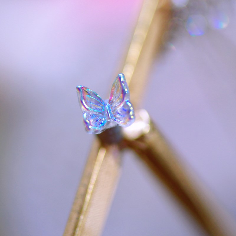 1Pcs INS Little Butterfly Stud Tragus Earring For Women Acrylic Rainbow Titanium Steel Screw Piercing Mid Low Helix Earring