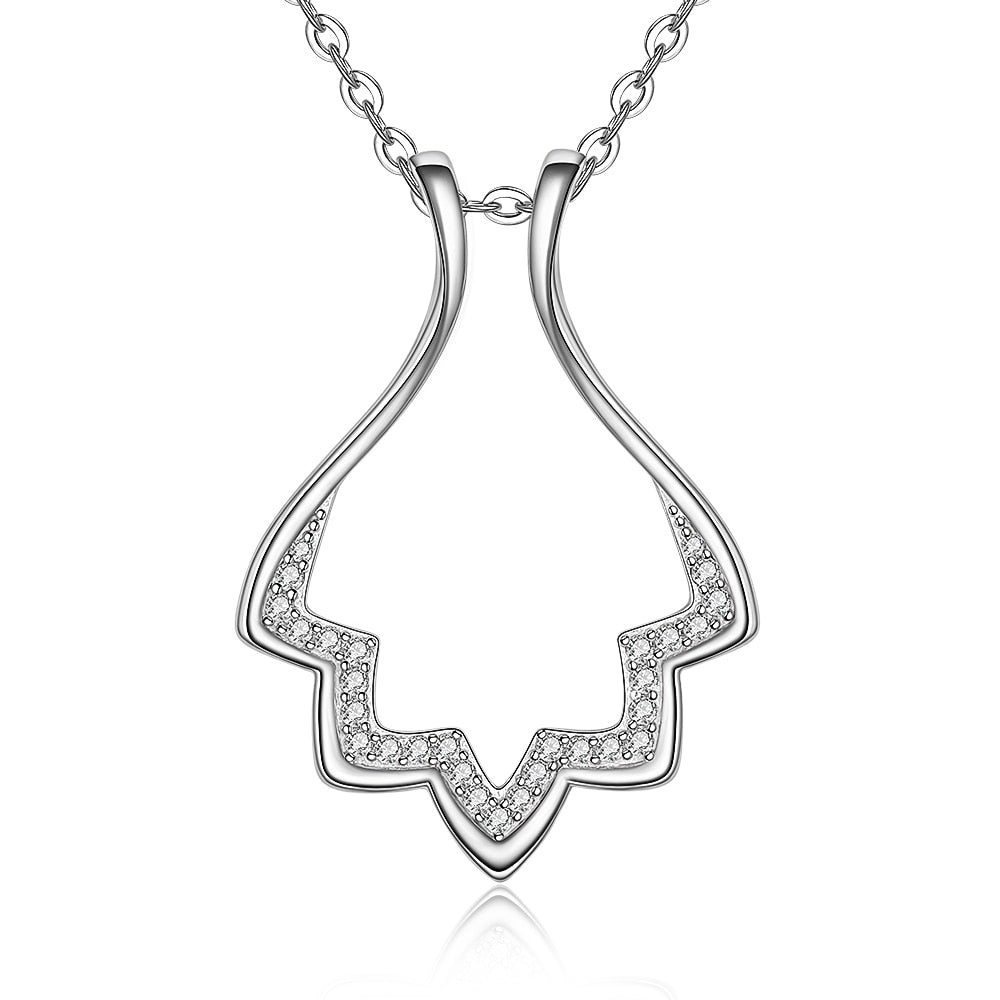 Ring Holder Necklace Lotus Flower 925 Sterling Silver Engagement Wedding Magic Rings Multiple for Women