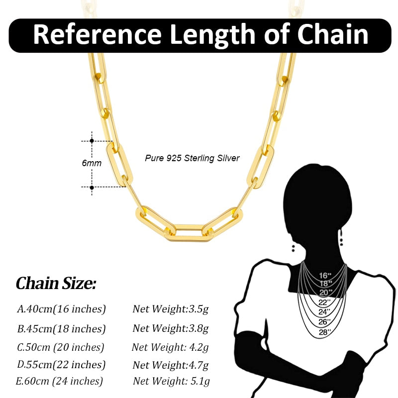 ORSA JEWELS 14K Gold Plated Genuine 925 Sterling Silver Paperclip Neck Chain 6/9.3/12mm Link Necklace for Women Men Jewelry SC39 - Charlie Dolly
