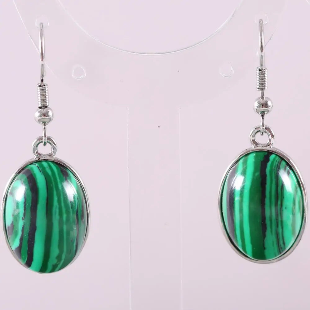 White Opal Lapis Cabochon Drop Earrings Jewelry