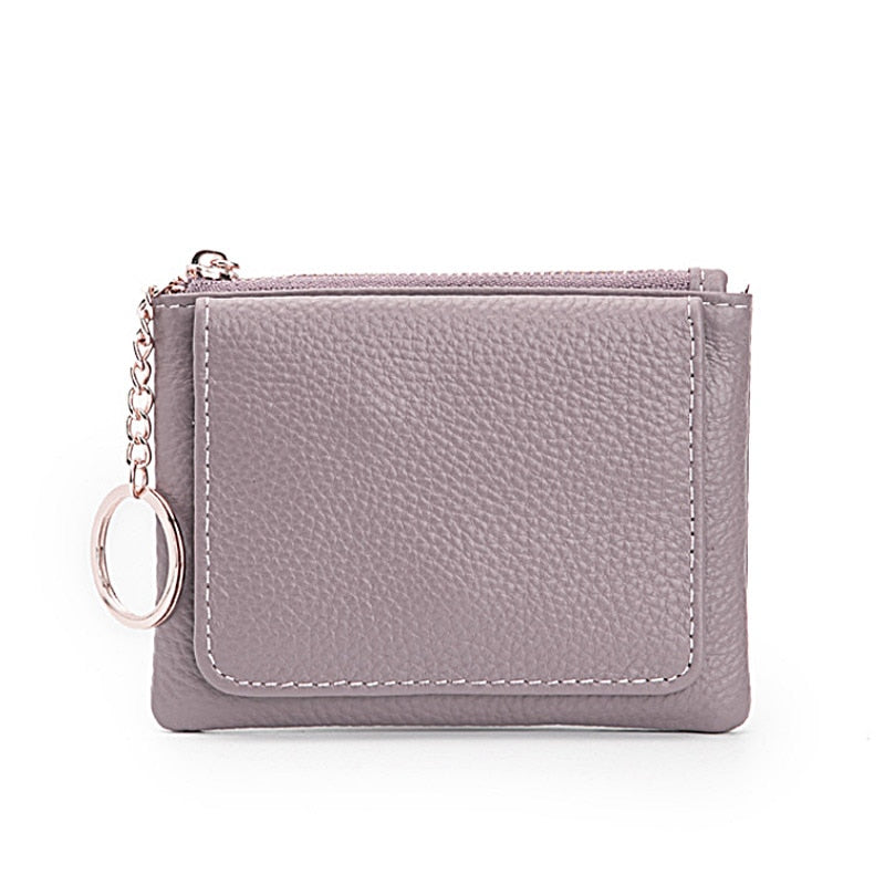 DICIHAYA 2022 New Cowhide Genuine Leather Women Mini Wallet Ladies Zipper Leather Coin Purse Pocket Key Ring Bag Mini Coin Bag