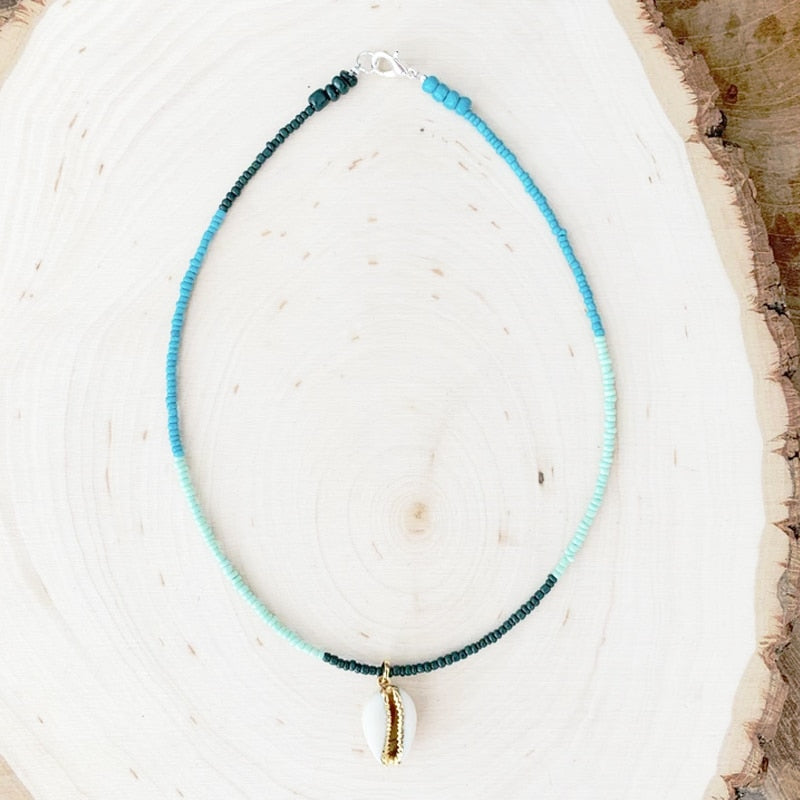 Exquisite Beaded Crystal Natural Shell Necklace Ohemia Style Handmade Women Statement Collares De Moda Beach Jewelry Friendship