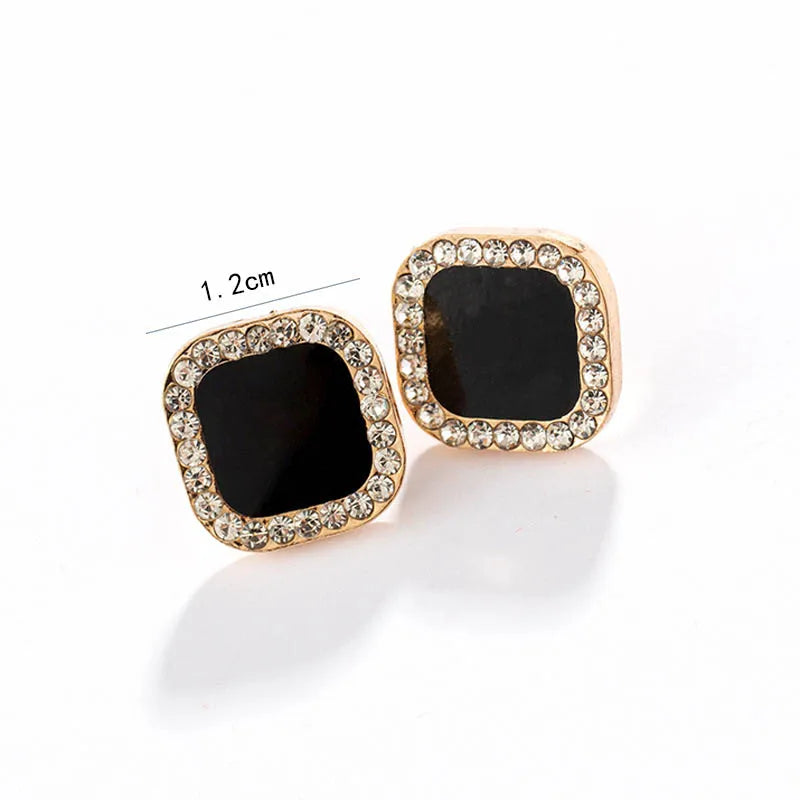 Black Leaf Pearl Crystal Long Earrings Jewelry