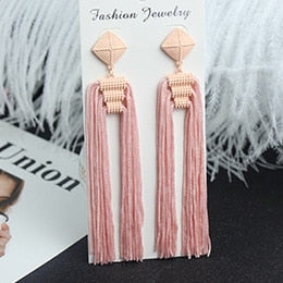 Long Tassel Earrings Fashion Jewelry 2023 Bohemia Statement Summer Dangle Aesthetic Earrings for Women Accessories Korean Style