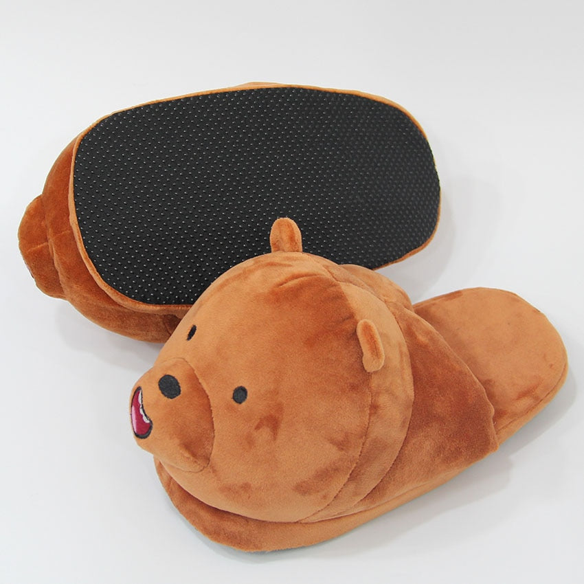 house slippers Plush Animal Warm Shoes Cotton Slippers Anime Panda Polar Bear Cosplay Shoes Female Couple Slippers Adult Style