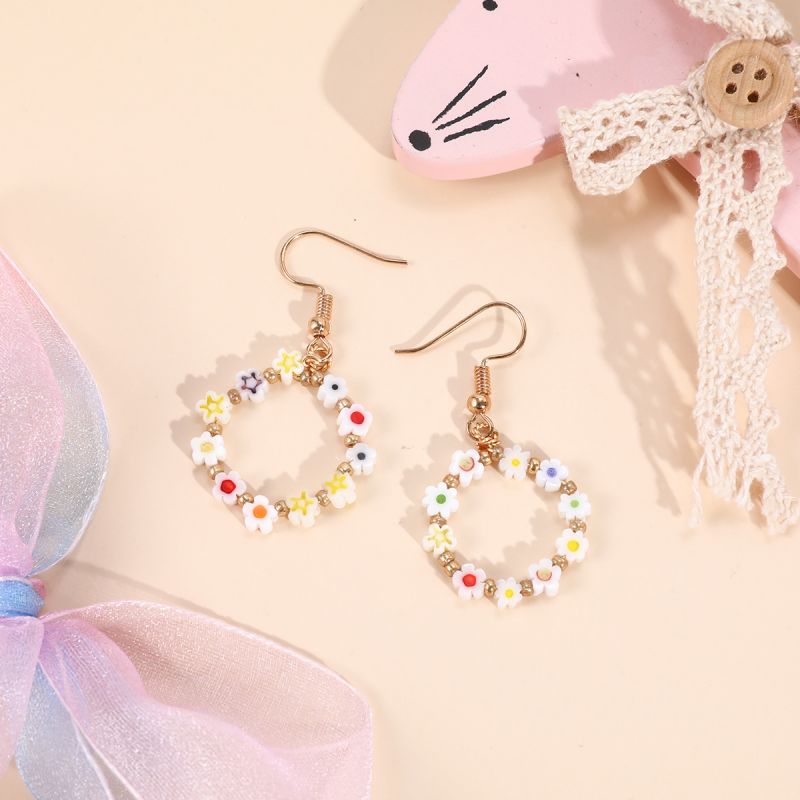 Fashion Boho Earrings For Women Colorful Style Sweet Flower Earrings Jewelry Spring Summer Floral Beaded Earrings Accessories
