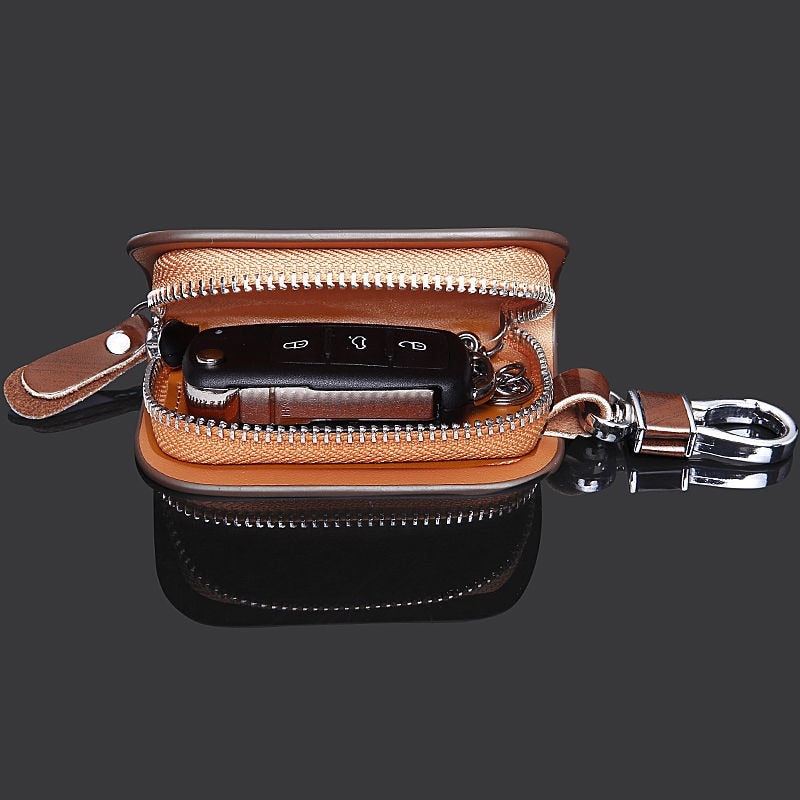 Leather Car Zipper Key Case Cover Wallet Bag Keychain For MG ZS 350 GS GT HS MG5 MG6 MG7 TF ORKINA Accessories