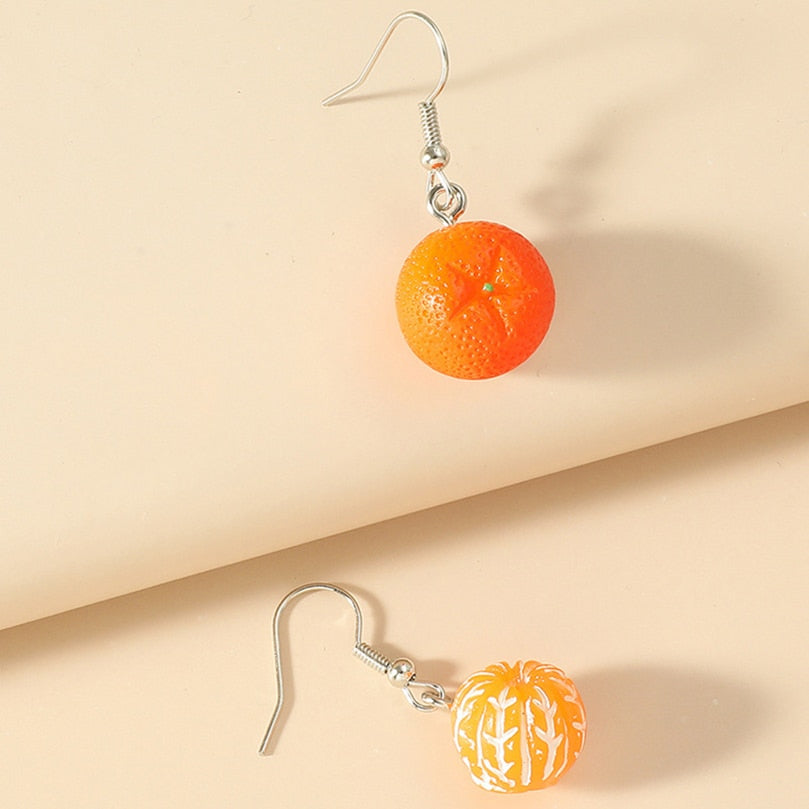 Unusual Earing Women Orange Fruit Drop Hanging Earrings 2023 for Teen Funny Girls Female Ear Rings Jewelry Gift Stainless Steel