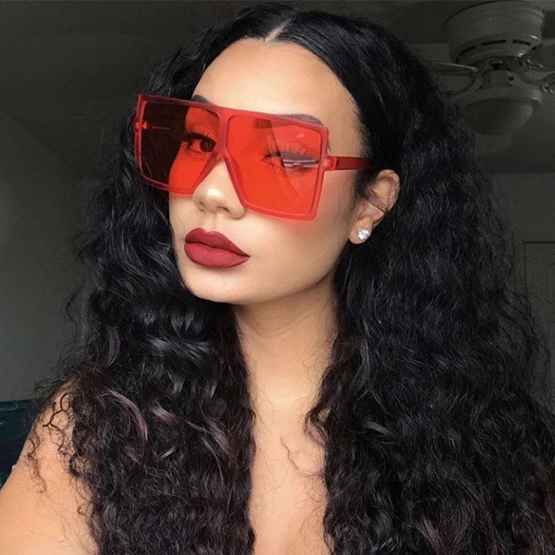 Oversized Shades Sunglasses Woman Pink Fashion Square Glasses Big Frame Sun Glasses Female Vintage Retro Unisex Oculos Feminino