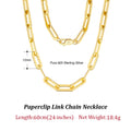 ORSA JEWELS 14K Gold Plated Genuine 925 Sterling Silver Paperclip Neck Chain 6/9.3/12mm Link Necklace for Women Men Jewelry SC39 - Charlie Dolly