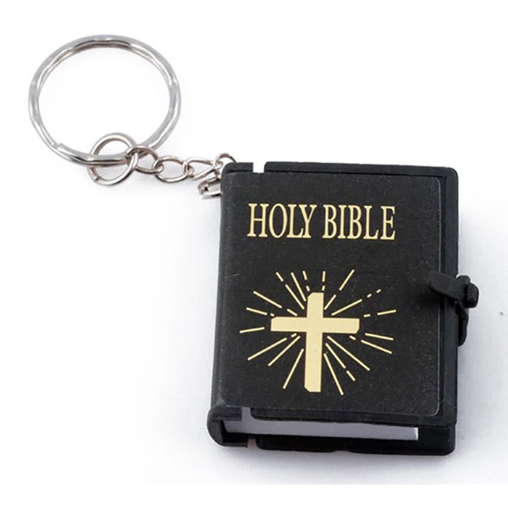 Mini Holy Bible Keychain Real Paper Can Read Religious Christian Cross Keyrings Holder Car Key Chains Fashion Gifts Jewelry