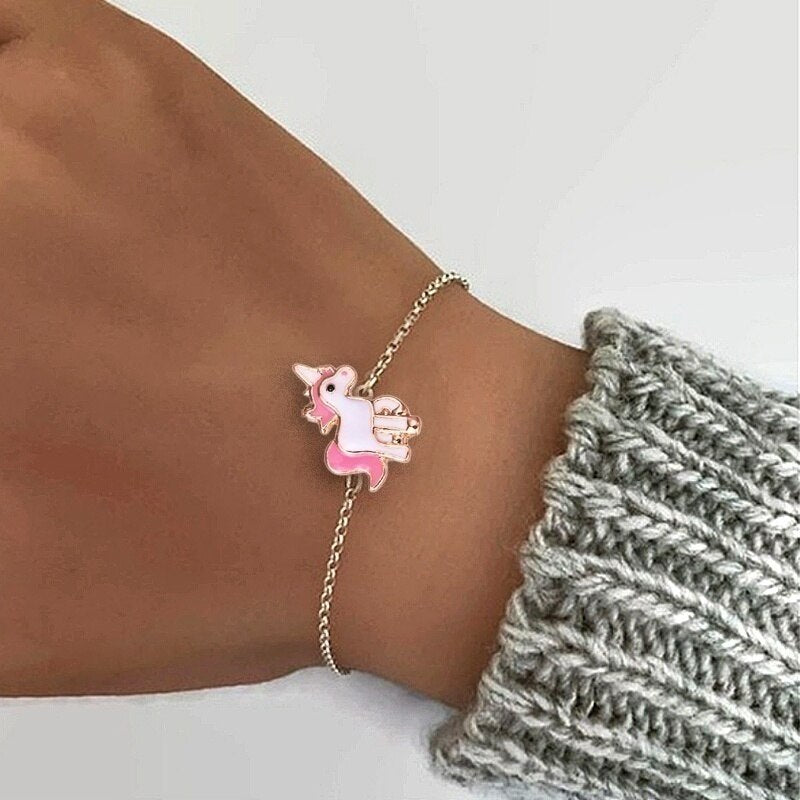 4pcs/set Necklace Earrings Cartoon Unicorn Necklace Earring Jewelry Pink Girls Gift Jewelry Jewelry Earring and Necklace Set