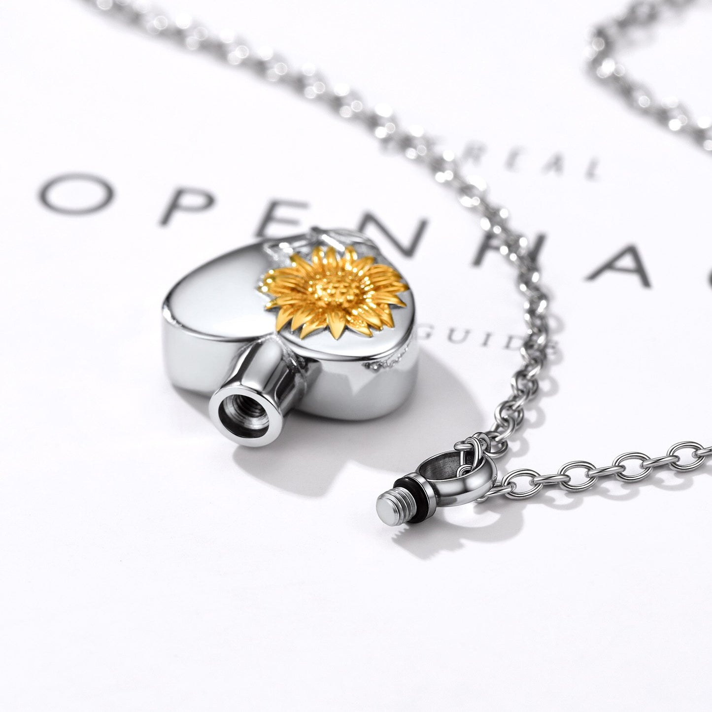 Starlord Stainless Steel Sunflower Ashes Urn Necklaces For Women Memorial Keepsake Cremation Jewelry PSP4883G