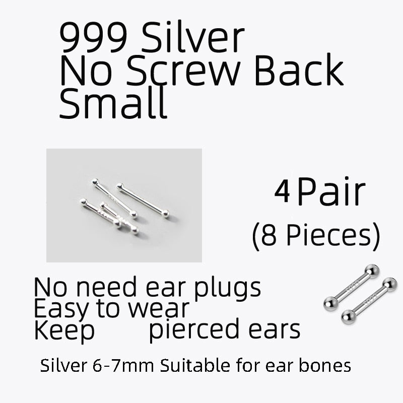 La Monada Sterling Silver Stud Earrings Women Two Ball Fine 925 Silver Jewelry Woman Earrings Stud Silver 999 Keep Piercing Nut