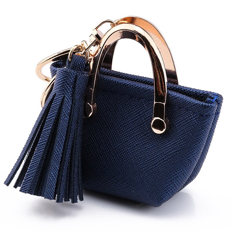 ZG Mini Small Bag Keychain Coin Purse Pink Blue Red Decoration Key Chains PU Leather Bag Storage Pendant Fashion Cute Jewelry