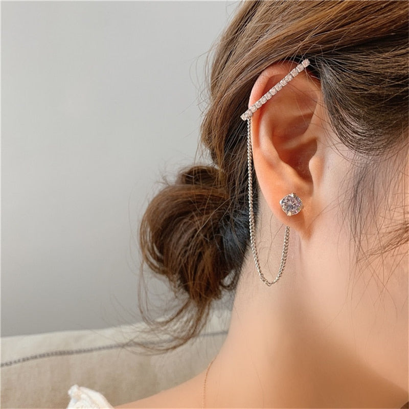 Korean Minimalist Pearl Ear Cuff Pearls Cross Clip Earrings Fake Piercing Ear cuff Women Clips Jewelry No Hole Ear Accessories
