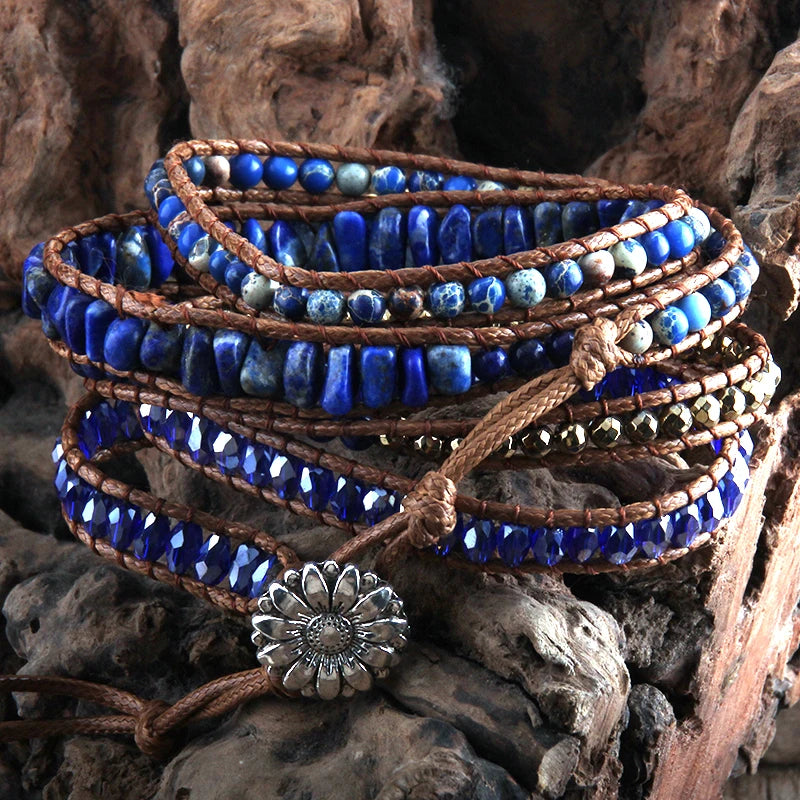 Mixed Stone Five Strand Wrap Bracelet