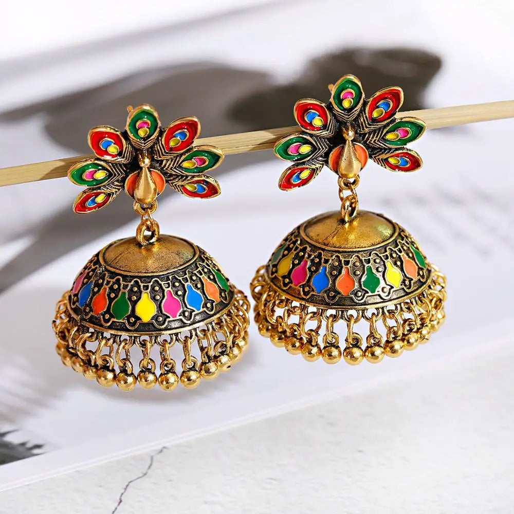 Pearl Bead Indian Jhumka Hanging Earrings Jewelry