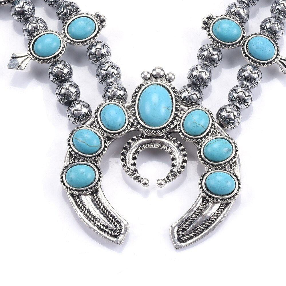 Indian Vintage Statement Choker Necklace Women Native American Jewelry Boho Tribal Moon Pendants Collar Necklace