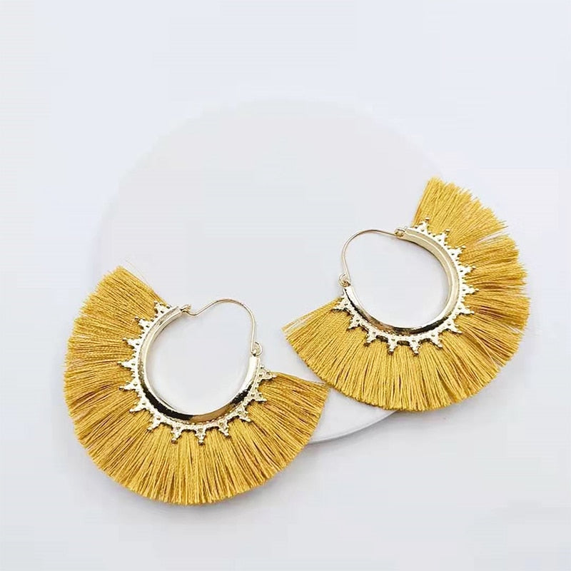 Round Tassel Earrings for Women Jewelry Drop Dangle Earrings Pendientes Mujer Moda Brincos Party Wedding Statement Earrings