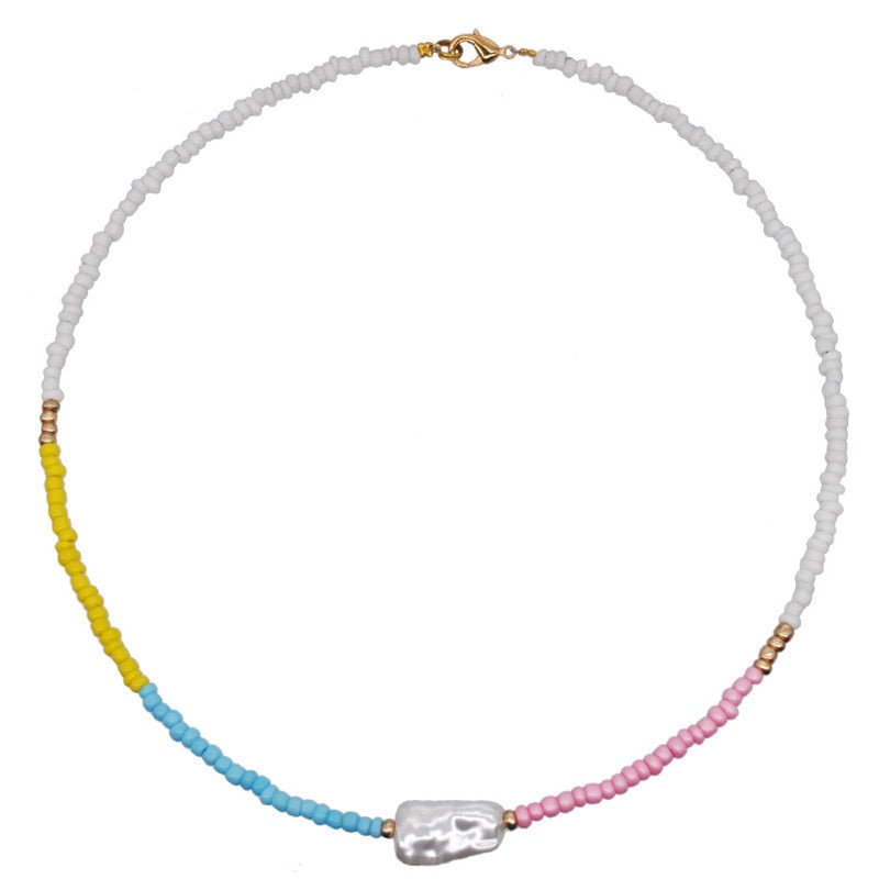 3 PCS OFF 10% Bohemian Colorful Seed Beads Necklace Long Horn Pendant Starfish Multi-layer Pearl Necklace Set For Women Jewelry
