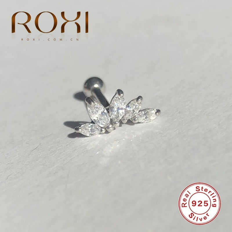 ROXI Small Crown Moon Star Lightning Constellation Stud Earrings for Women 925 Sterling Silver Piercing Earring Kolczyki Damskie