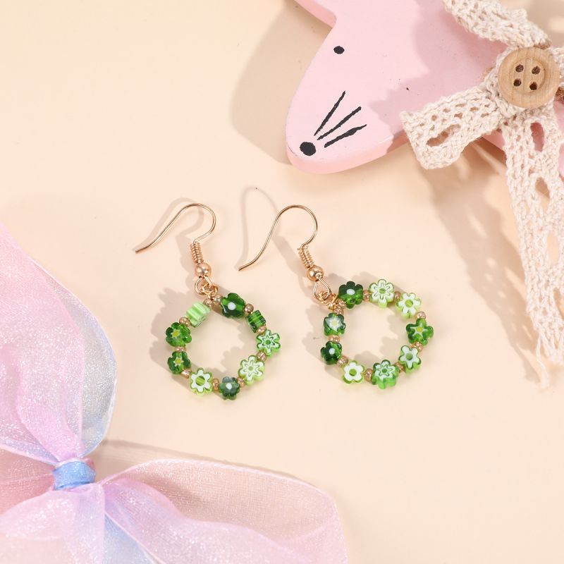 Fashion Boho Earrings For Women Colorful Style Sweet Flower Earrings Jewelry Spring Summer Floral Beaded Earrings Accessories