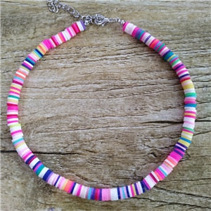 Donarsei New Fashion Colorful Clay Choker Necklace For Women Bohemian Adjustable Soft Pottery Collar Necklace Boho Jewelry