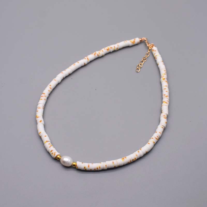 New Colour Boho Natural Fresh Water Pearl Necklace Color Soft Polymer Clay Beads Choker Necklace Beach Femme Jewelry Gift