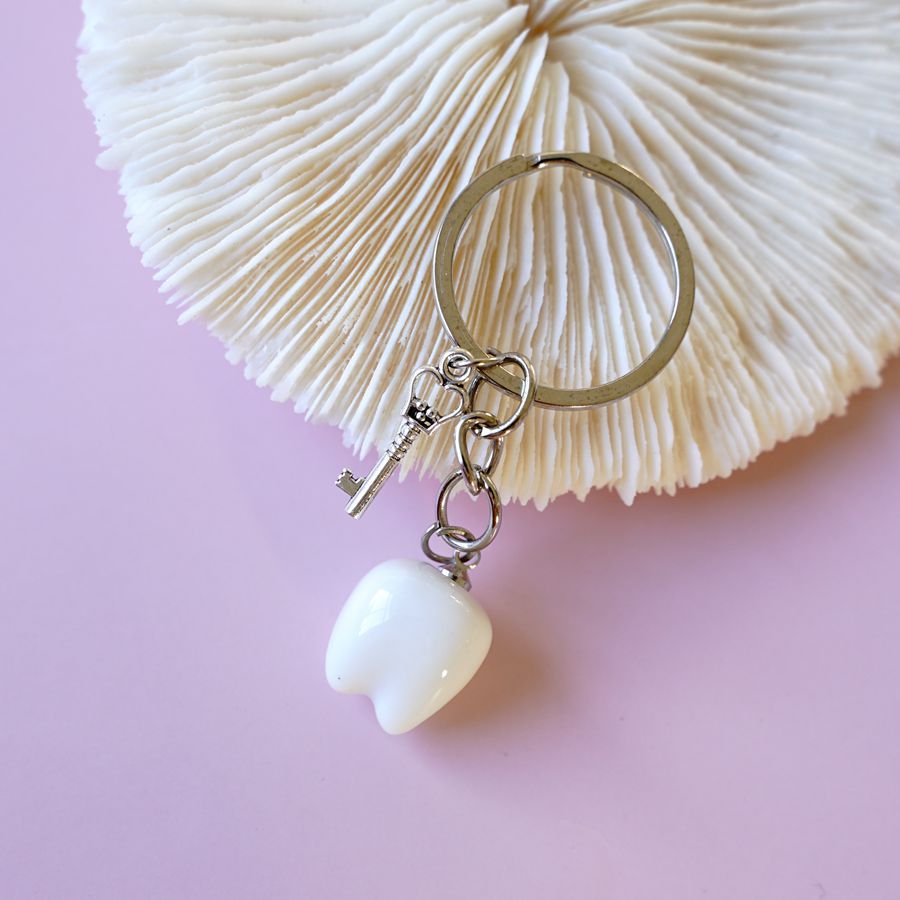 Cute Keychains Ceramic Teeth Key Chain Character Of Small Pure Eternal Love Couples Bag Accessories #YXA03