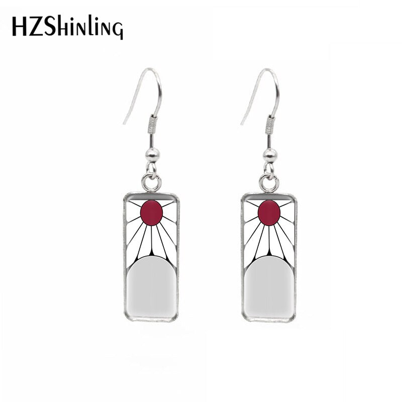 2019 Square Fish Hook Earrings Kimetsu no Yaiba Tanjirou Drop Earrings For Women French Hook Earrings Jewelry