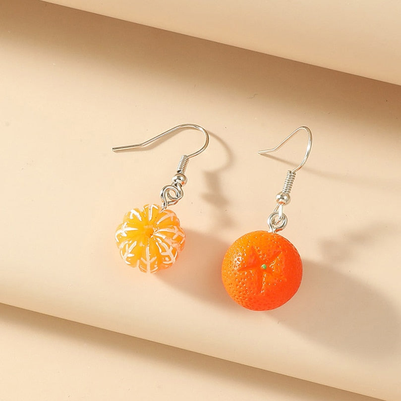 Unusual Earing Women Orange Fruit Drop Hanging Earrings 2023 for Teen Funny Girls Female Ear Rings Jewelry Gift Stainless Steel