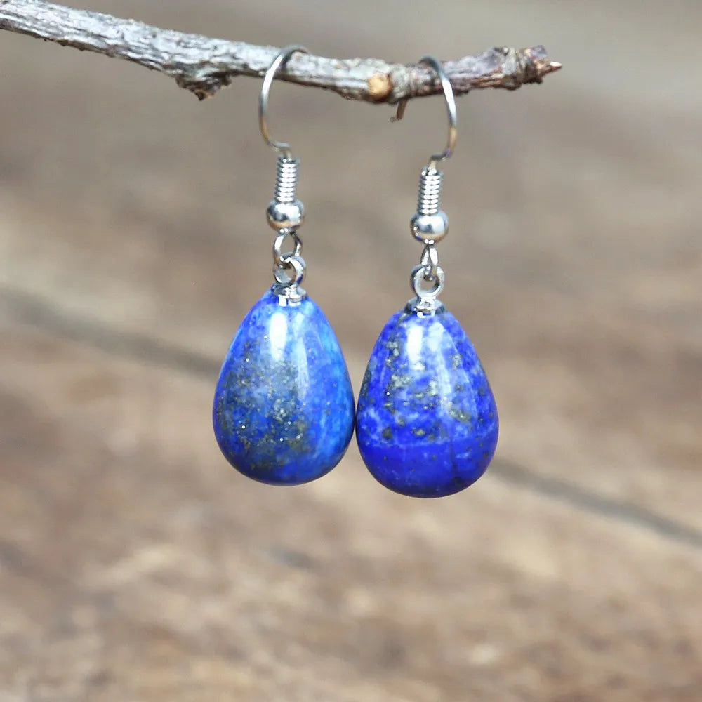 Lapis Lazuli Natural Stone Earrings for Women Fancy Drop Earring Elegant Dangle Earrings Bold Jewelry Dropship Gifts - Charlie Dolly