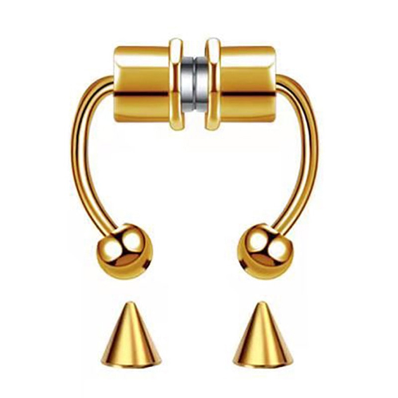 Fake Nose Ring Non Piercing Horseshoe Septum Piercing Magnetic Hoop Stainless Steel Reusable Magnet Punk for Women Jewelry Gifts