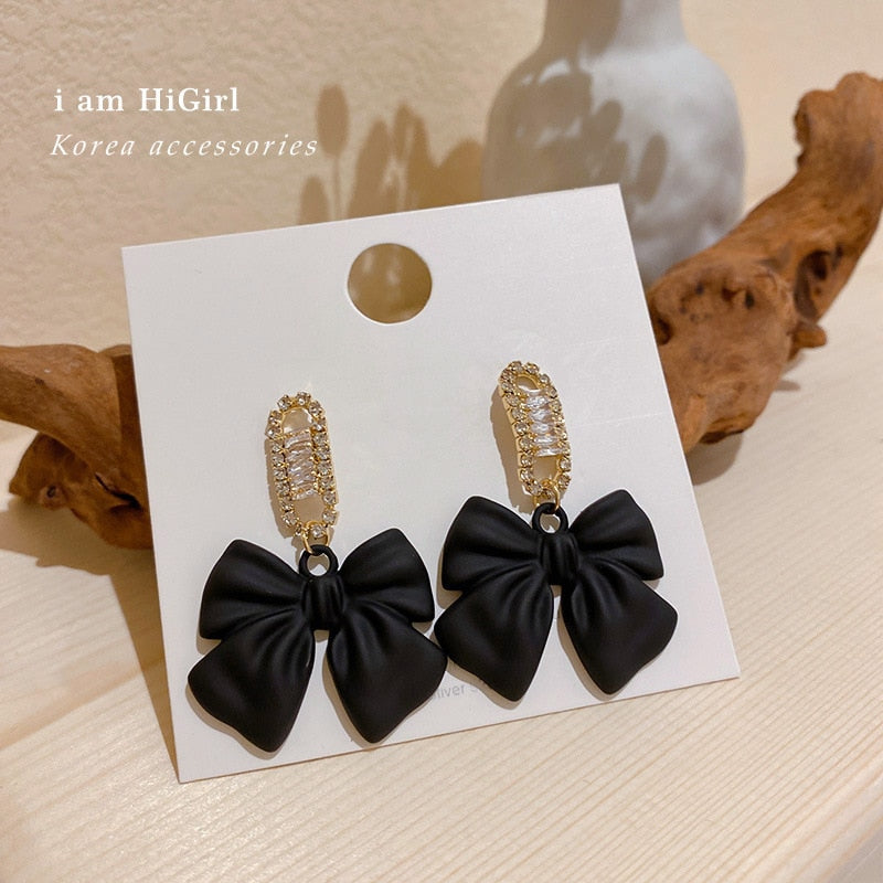 Pearl Rhinestone Bear Love Earrings Female Exquisite Small Earrings Korea Simple Cute Earrings Female Party Beautiful Jewelry - Charlie Dolly