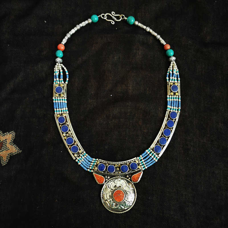Tibetan jewerly Handmade Inlay Colorful Choker Necklace Ethnic BOHO Fashion TNL181
