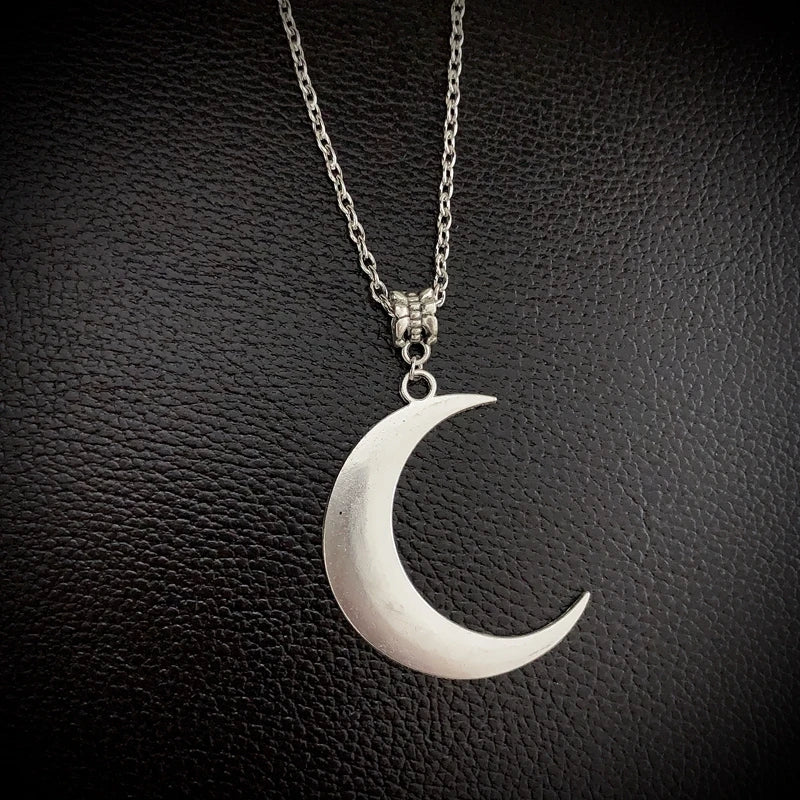 Crescent Moon Pagan Necklace, Viking Celtic Luna Witch Pendant