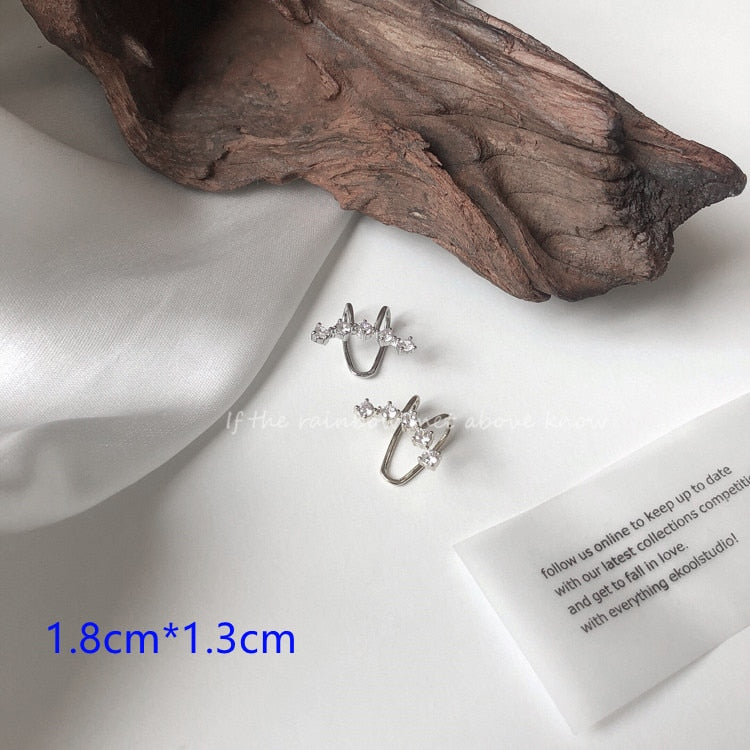 Korean Zircon Small Ear Cuff Set Ear Clips Vintage Gold Color Earcuff Cute Cartilage No Pierced Clip Earrings Women's Jewelry