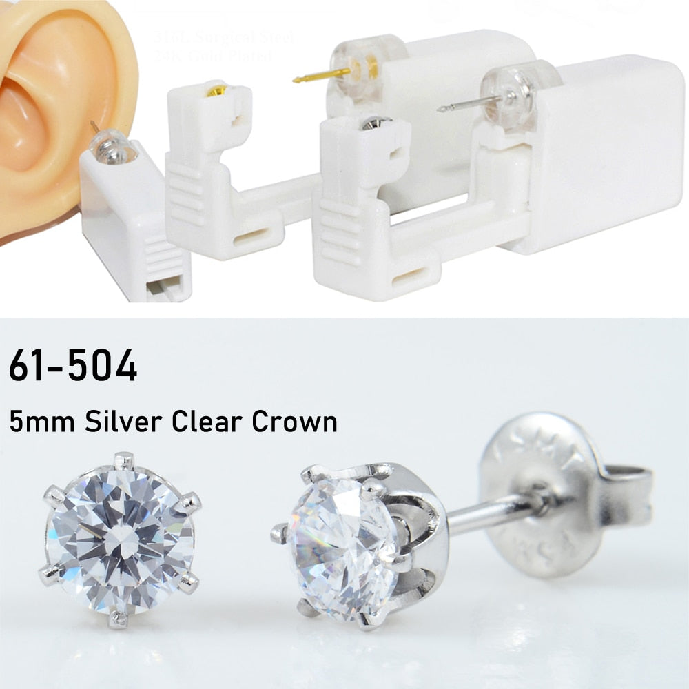 Disposable Sterile Ear Piercing Unit Cartilage Tragus Helix Piercing Gun Tool Kit Build In Steel Stud Earring Star Ball