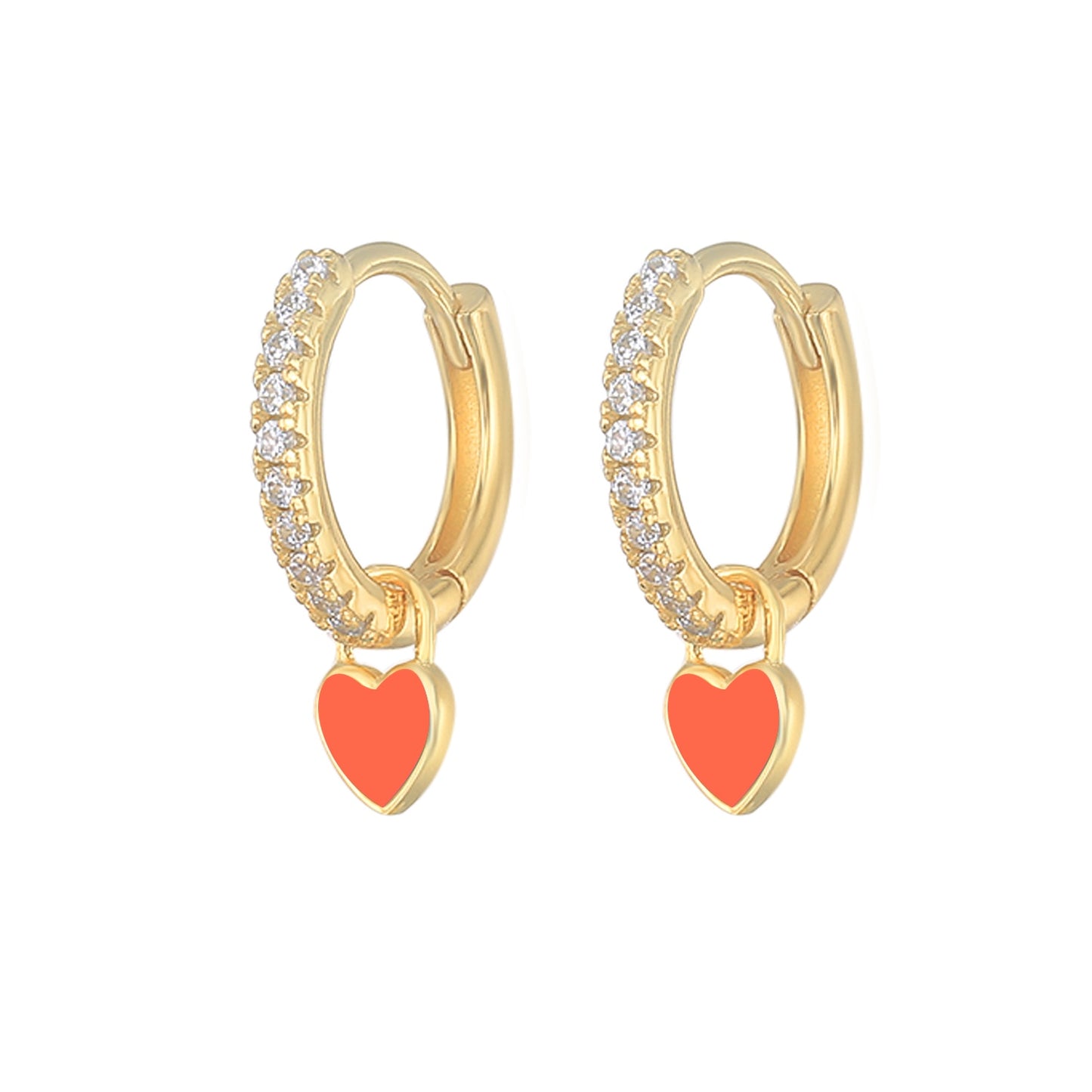Aide Silver Color Hoop Earrings With Cute Candy Neon Color Enamel Heart Charm Drop Earring Gold Color For Girls Party Jewelry