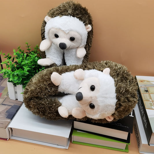 hedgehog Indoor Slippers Special offer custom a warm winter lovers home slippers thick hard bottom shoes on floor lovers shoes - Charlie Dolly