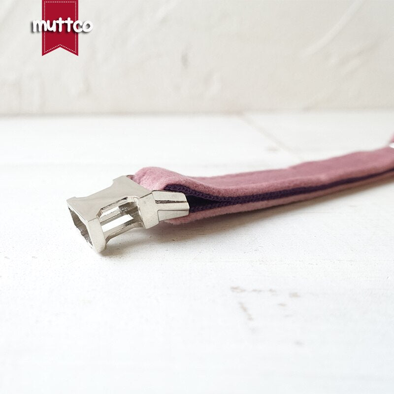 MUTTCO Adjustable cat collar THE BABY PINK handmade pet products 2 sizes metal buckle double cloth cat collar UCC080