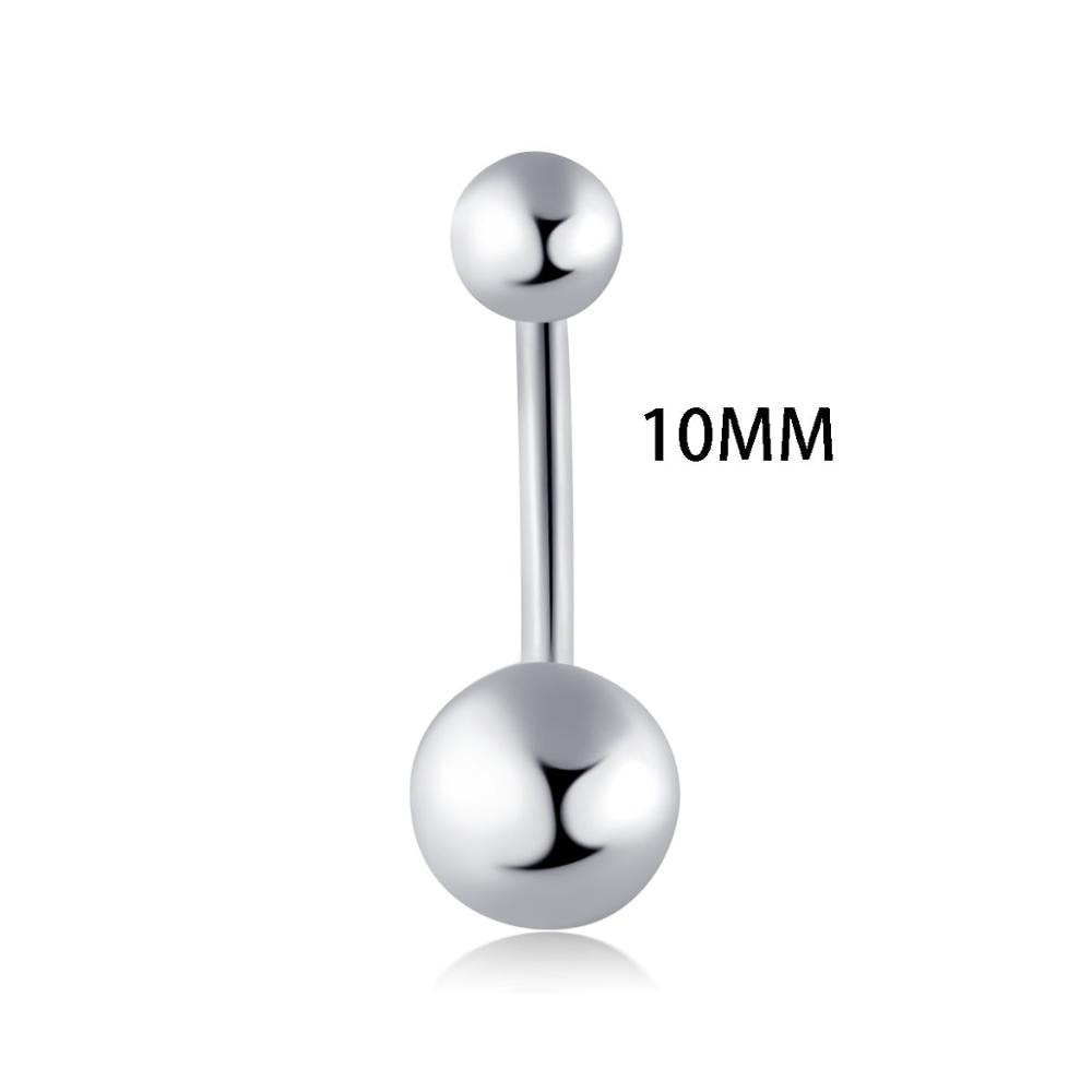 JUNLOWPY Wholesales 100pcs Silver 10/12/14mm Belly Button Rings Body Piercing Navel Piercing 14g 10mm