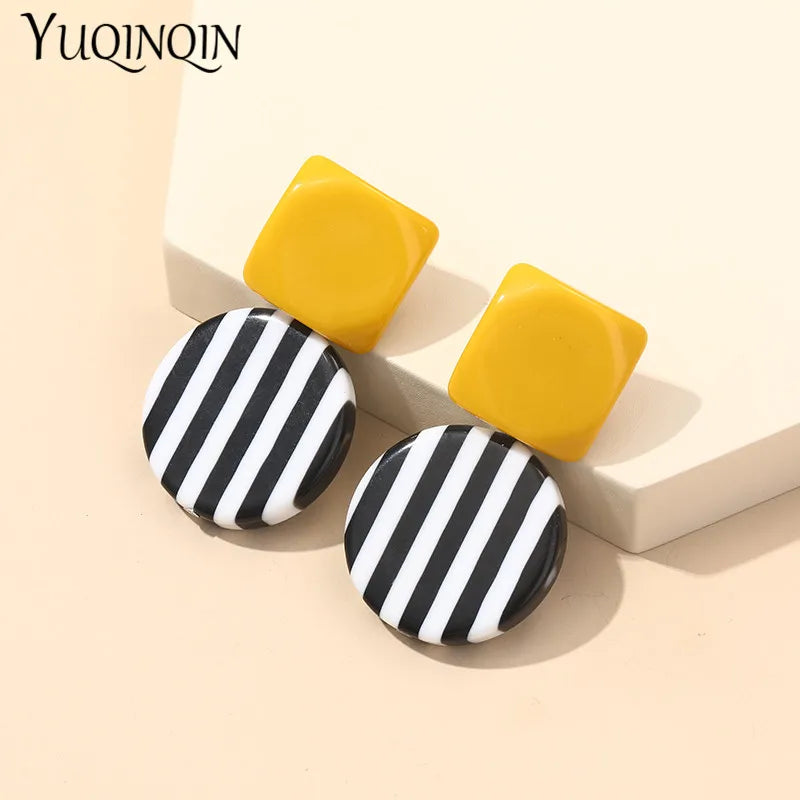 Large Acrylic Resin Statement Drop Earrings Jewelry