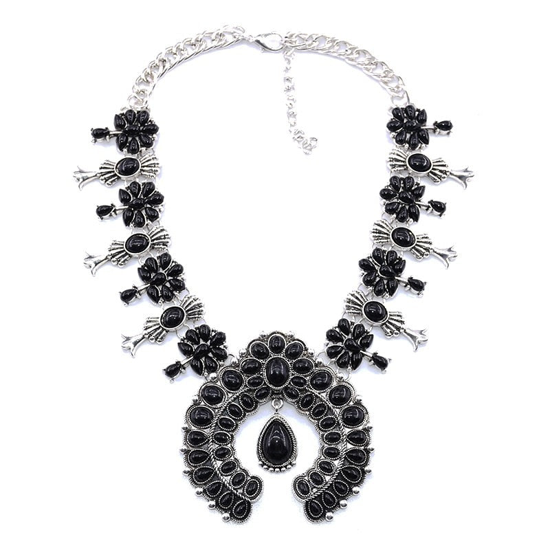 Bohemian Resin Stone Vintage Statement Choker Necklaces Women Fashion Indian Maxi Long Horn Pendants Necklace - Charlie Dolly